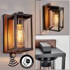 Portalis outdoor wall light, wall light Wood like finish, black, 1-light source, Motion sensor
