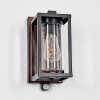 Portalis outdoor wall light, wall light Wood like finish, black, 1-light source, Motion sensor
