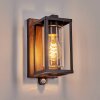 Portalis outdoor wall light, wall light Wood like finish, black, 1-light source, Motion sensor
