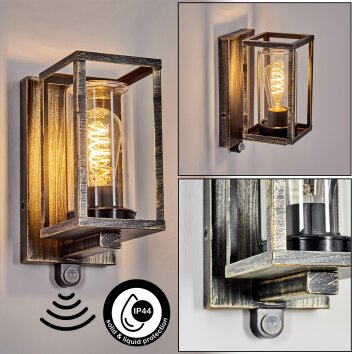 Portalis outdoor wall light, wall light gold, black, 1-light source, Motion sensor