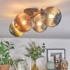 Chehalis ceiling light, globe light blue, green, coppery, Smoke-coloured, 4-light sources