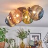 Chehalis ceiling light, globe light blue, green, coppery, 4-light sources