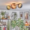 Chehalis ceiling light, globe light blue, green, coppery, Smoke-coloured, 4-light sources