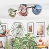Chehalis ceiling light, globe light blue, chrome, green, clear, coppery, Smoke-coloured, 4-light sources