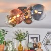 Chehalis ceiling light, globe light blue, chrome, green, clear, coppery, Smoke-coloured, 4-light sources