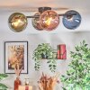 Chehalis ceiling light, globe light blue, chrome, green, clear, coppery, Smoke-coloured, 4-light sources