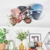 Chehalis ceiling light, globe light blue, chrome, green, clear, coppery, Smoke-coloured, 4-light sources