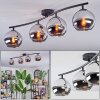 Koyoto ceiling light, globe light chrome, Smoke-coloured, 4-light sources