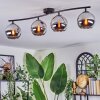Koyoto ceiling light, globe light chrome, Smoke-coloured, 4-light sources
