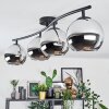 Koyoto ceiling light, globe light chrome, Smoke-coloured, 4-light sources