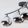 Koyoto ceiling light, globe light chrome, Smoke-coloured, 4-light sources