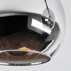 Koyoto ceiling light, globe light chrome, Smoke-coloured, 4-light sources