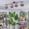 Koyoto ceiling light, globe light chrome, Smoke-coloured, 4-light sources