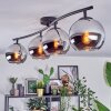 Koyoto ceiling light, globe light chrome, Smoke-coloured, 4-light sources