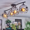 Ripoll ceiling light, globe light chrome, clear, Smoke-coloured, 4-light sources