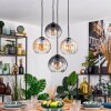 Koyoto hanging light, globe light, pendant light 35 cm Amber, clear, Smoke-coloured, 4-light sources
