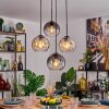 Koyoto hanging light, globe light, pendant light 35 cm Amber, clear, Smoke-coloured, 4-light sources