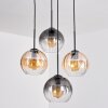 Koyoto hanging light, globe light, pendant light 35 cm Amber, clear, Smoke-coloured, 4-light sources