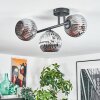 Ripoll ceiling light, globe light chrome, Smoke-coloured, 3-light sources