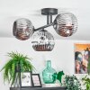 Ripoll ceiling light, globe light chrome, Smoke-coloured, 3-light sources