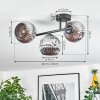 Ripoll ceiling light, globe light chrome, Smoke-coloured, 3-light sources