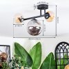 Chehalis ceiling light, globe light Amber, Smoke-coloured, 3-light sources