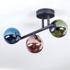 Chehalis ceiling light, globe light blue, green, coppery, 3-light sources