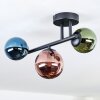 Chehalis ceiling light, globe light blue, green, coppery, 3-light sources
