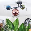 Chehalis ceiling light, globe light blue, green, coppery, 3-light sources