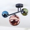 Chehalis ceiling light, globe light blue, green, coppery, 3-light sources