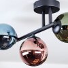 Chehalis ceiling light, globe light blue, green, coppery, 3-light sources
