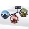 Chehalis ceiling light, globe light blue, green, coppery, 3-light sources