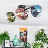 Gastor ceiling light, globe light blue, chrome, green, clear, coppery, Smoke-coloured, 4-light sources