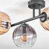 Koyoto ceiling light, globe light Amber, clear, Smoke-coloured, 3-light sources
