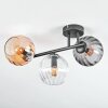 Koyoto ceiling light, globe light Amber, clear, Smoke-coloured, 3-light sources