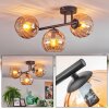 Koyoto ceiling light, globe light Amber, 3-light sources