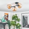 Koyoto ceiling light, globe light Amber, 3-light sources