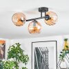 Koyoto ceiling light, globe light Amber, 3-light sources