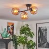 Koyoto ceiling light, globe light Amber, 3-light sources