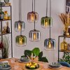 Lauden hanging light, pendant light blue, green, clear, coppery, Smoke-coloured, 6-light sources