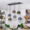 Lauden hanging light, pendant light blue, green, clear, coppery, Smoke-coloured, 6-light sources