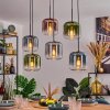 Lauden hanging light, pendant light blue, green, clear, coppery, Smoke-coloured, 6-light sources