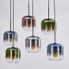 Lauden hanging light, pendant light blue, green, clear, coppery, Smoke-coloured, 6-light sources