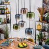 Lauden hanging light, pendant light blue, green, clear, coppery, Smoke-coloured, 6-light sources
