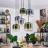 Lauden hanging light, pendant light blue, green, clear, Smoke-coloured, 6-light sources