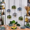 Lauden hanging light, pendant light blue, green, clear, Smoke-coloured, 6-light sources