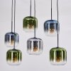 Lauden hanging light, pendant light blue, green, clear, Smoke-coloured, 6-light sources
