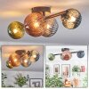 Chehalis ceiling light, globe light blue, green, coppery, Smoke-coloured, 4-light sources