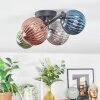 Chehalis ceiling light, globe light blue, green, coppery, Smoke-coloured, 4-light sources