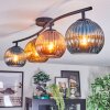 Koyoto ceiling light, globe light blue, gold, coppery, 4-light sources